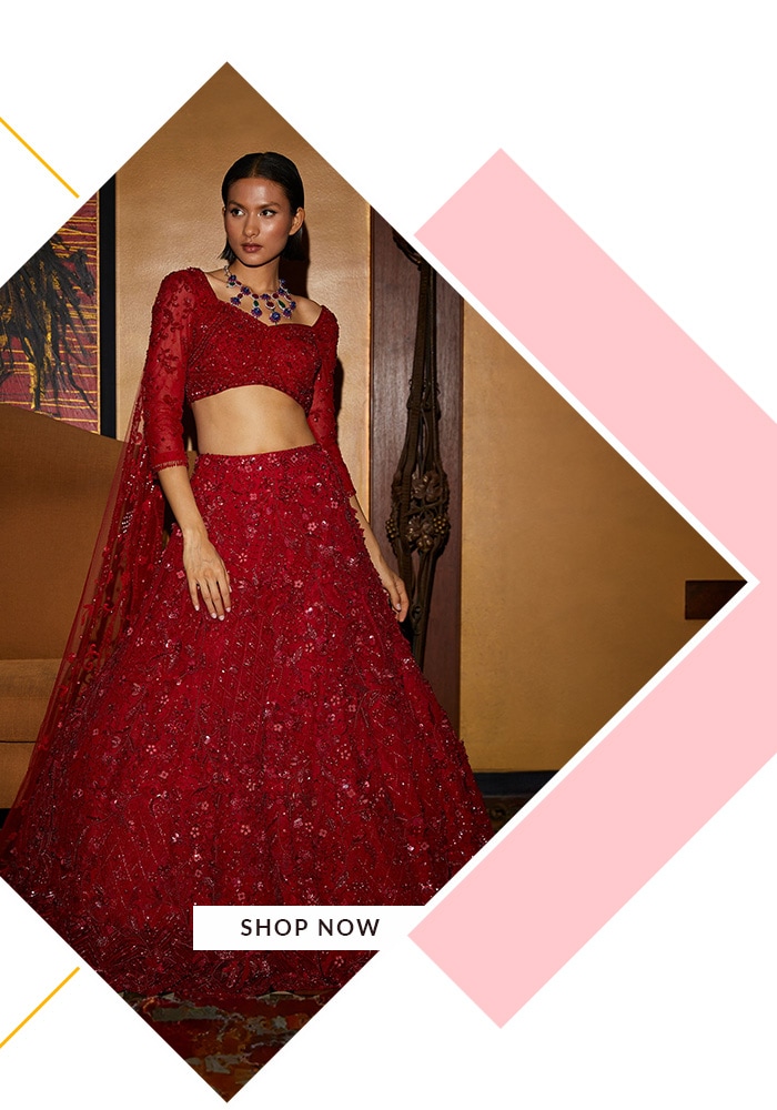 Nadine Dhody red lehenga