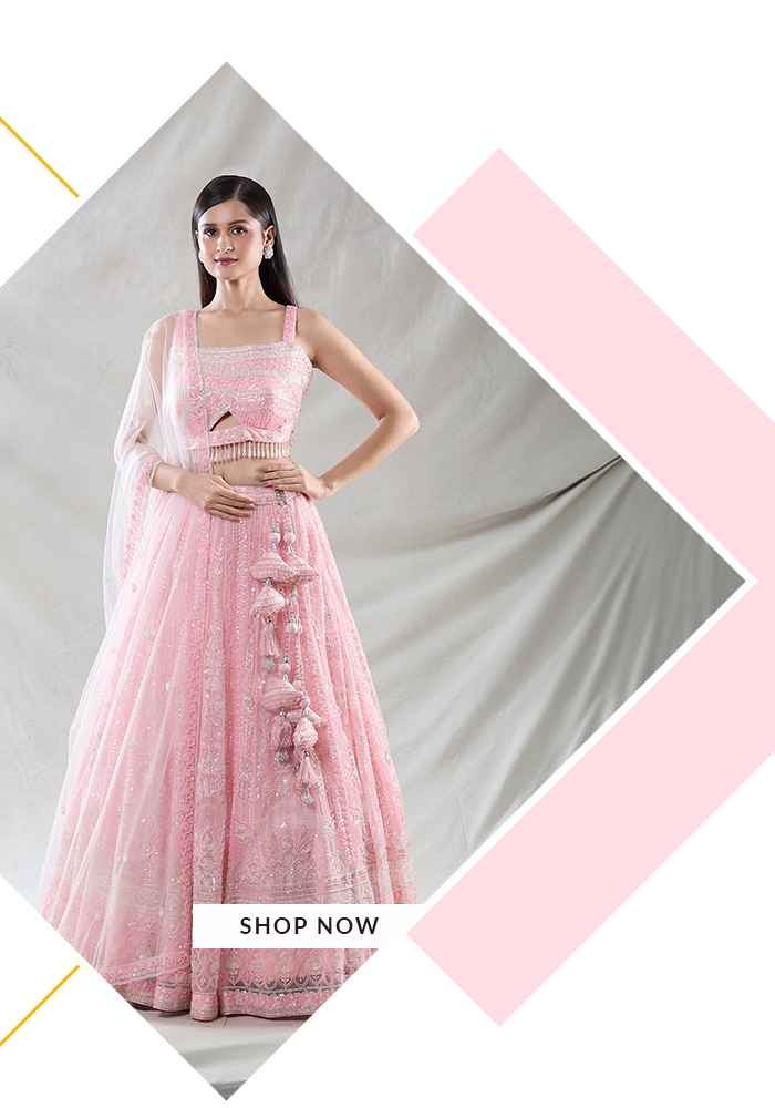 Samyukta Singhania pink net lehenga set