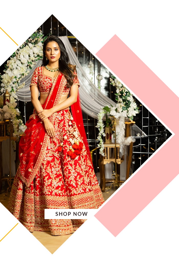 Kalighata red lehenga