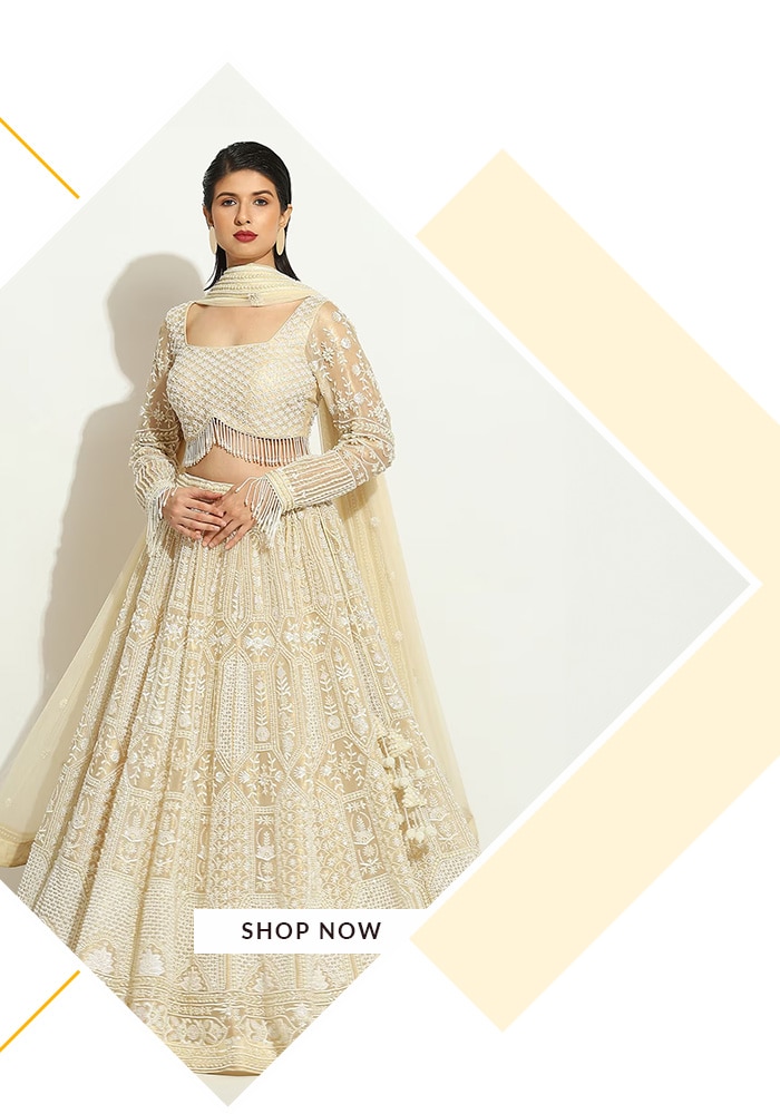 Vandana Sethi ivory lehenga