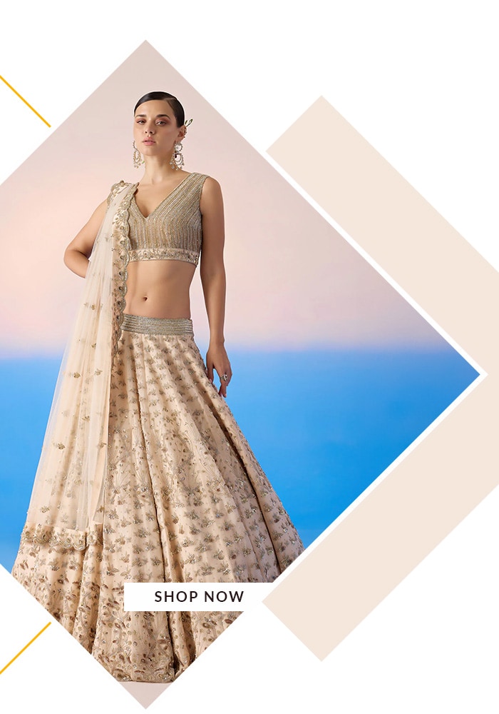 Mirroir beige lehenga