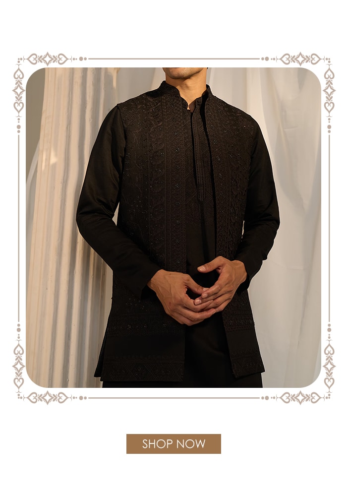 black nehru jacket vs sherwani Aza Fashions