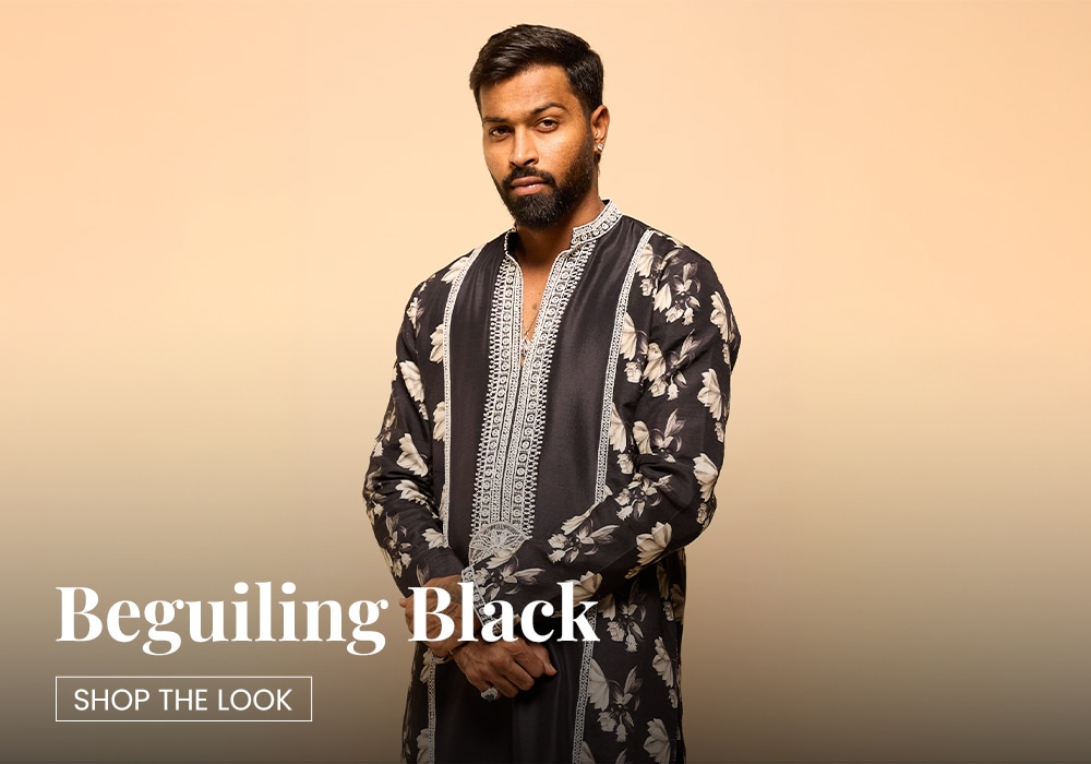 Hardik Pandya in black kurta set