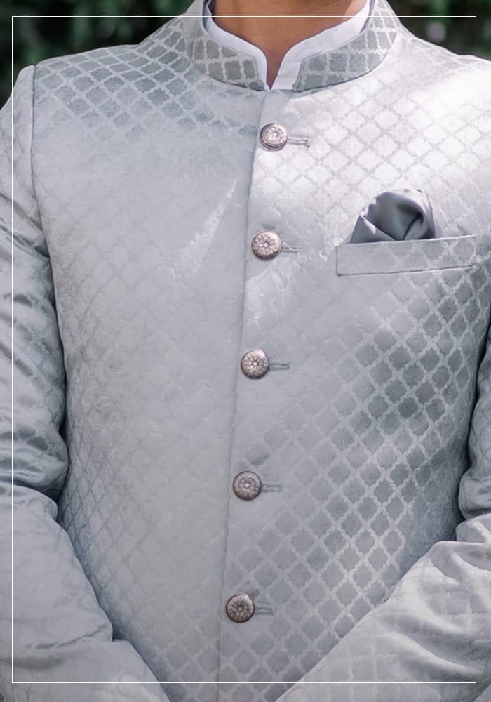 Metal Buttons Adorn the Sherwani 