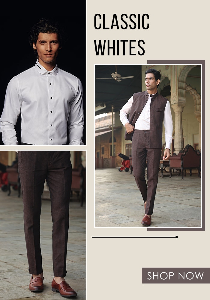 White Cotton Shirt and Brown Trousers 