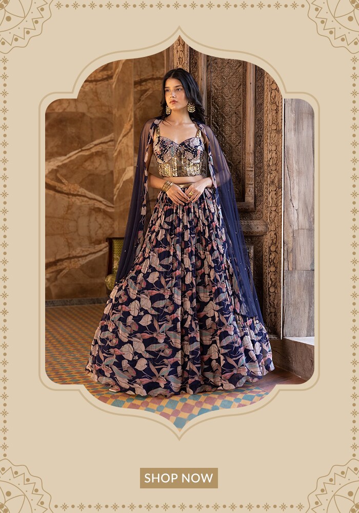 Basanti-Kapde aur Koffee Corset lehenga set