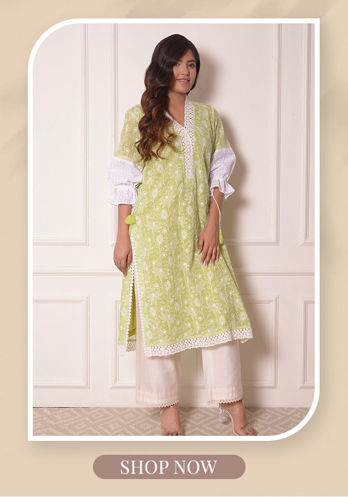 Surabhi Arya Floral Green Kurta Set Aza Fashions