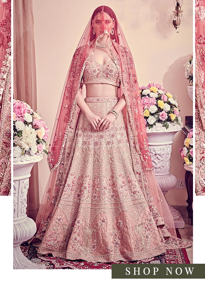 Rose pink bridal lehenga