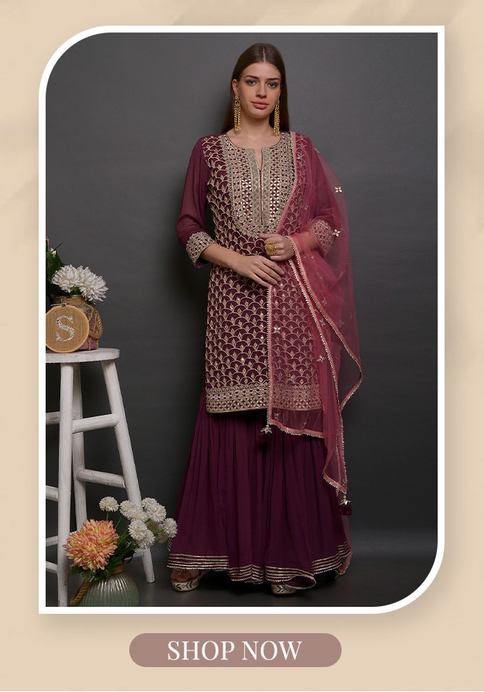 Surabhi Arya Maroon Palazzo Aza Fashions