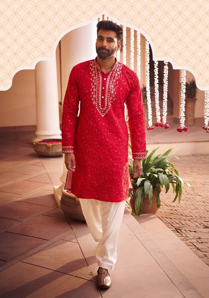 Lashkara red kurta set