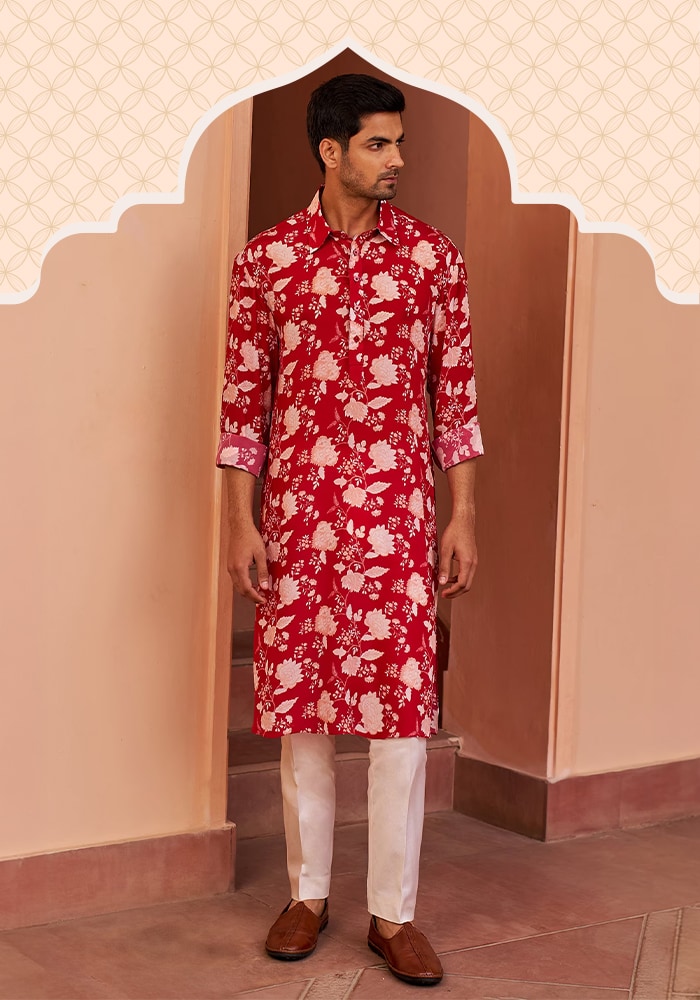 Chhavvi Aggarwal floral printed red kurta set