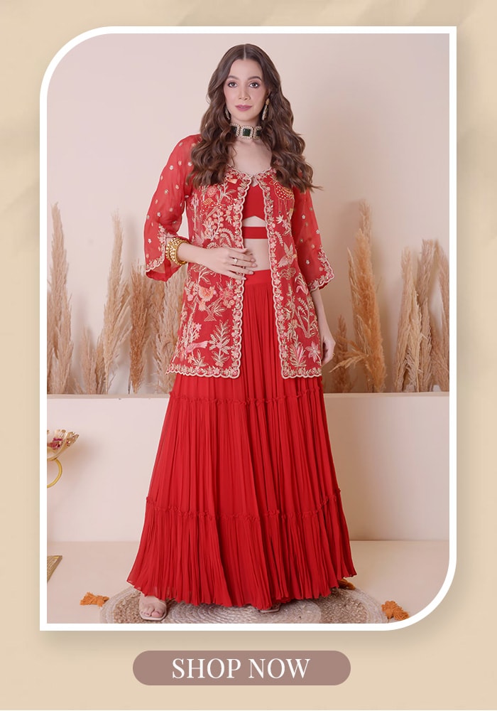 Surabhi Arya Red Lehenga with a Cape Aza Fashions