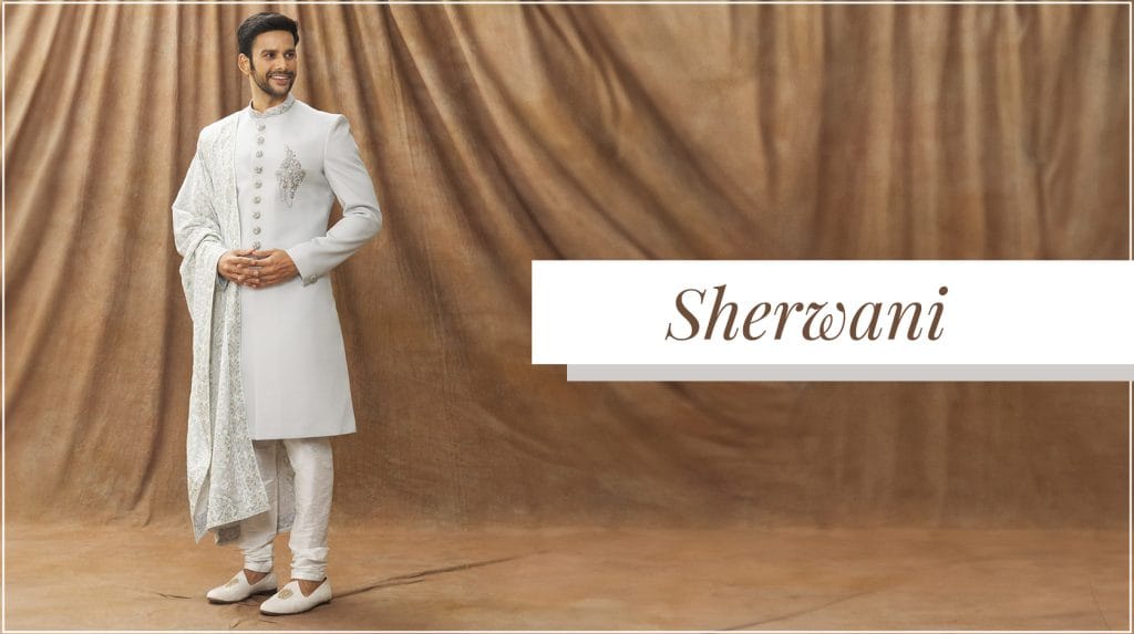 Silver Sherwani banner image Aza Fashions