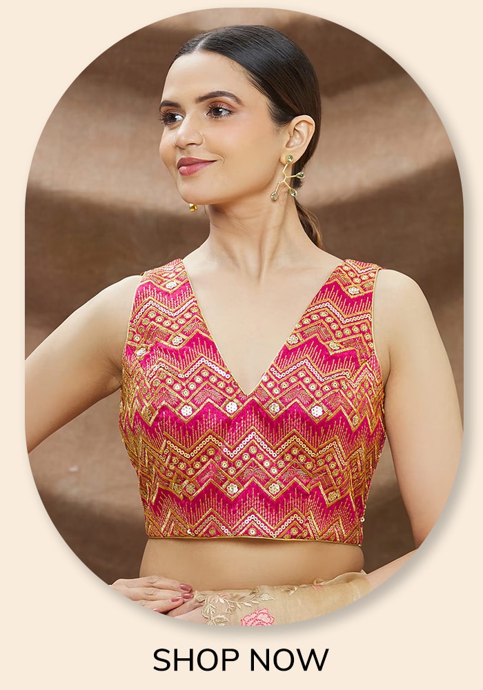 Pink Sleeveless Saree Blouse