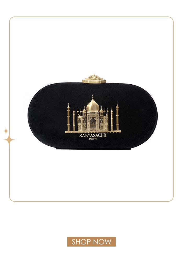 Taj Mahal Sabyasachi Black Clutch