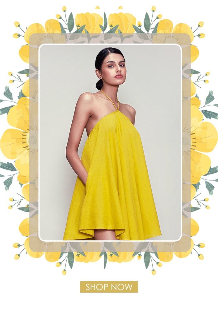 Yellow backless dress