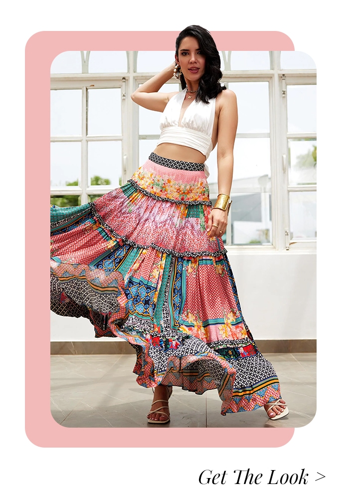 Bhanuni by Jyoti pink printed skirt