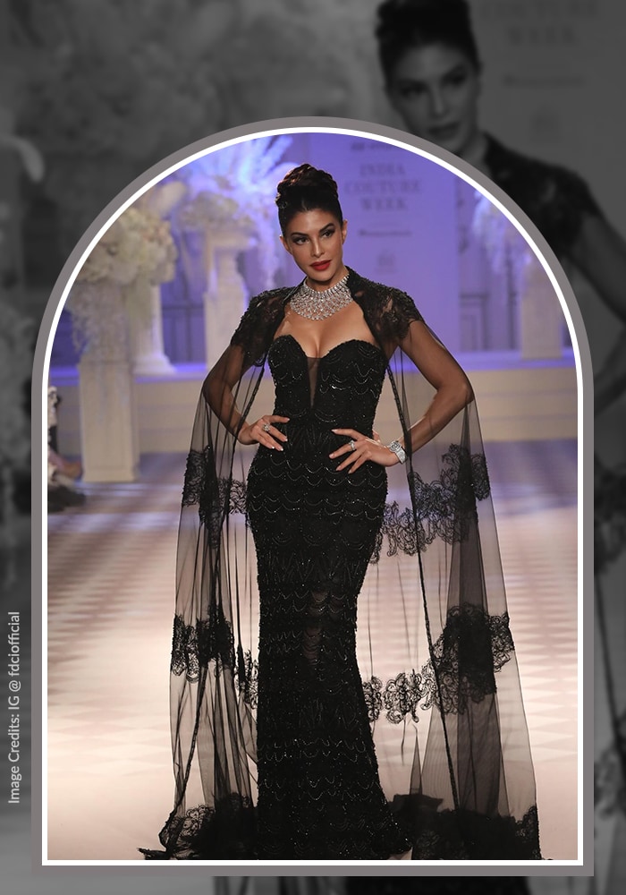 Jacqeline Fernandez in Black corset gown