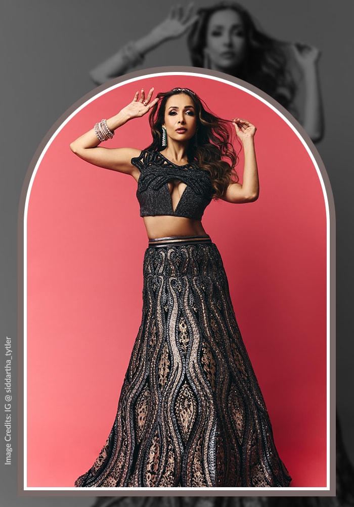 Malaika Arora in Black lehenga