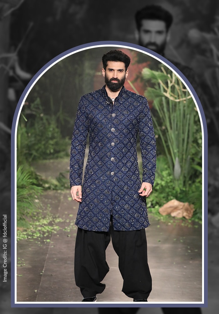 Aditya Roy Kapoor in navy blue sherwani