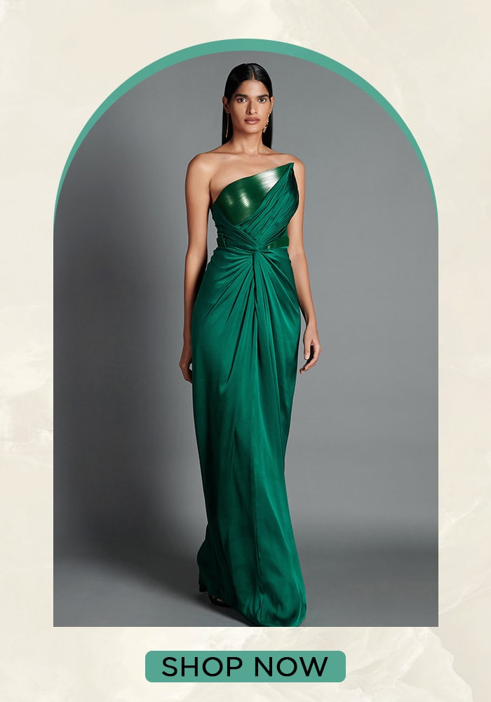 Green Bandeu corset gown