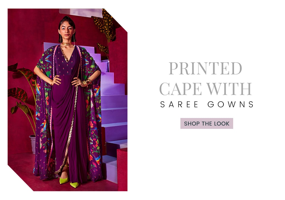 Limerick by Abirr and Nanki Printed Cape with Saree