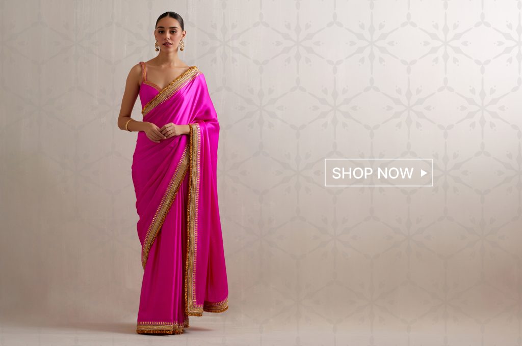 Magenta Saree Silk Satin Embroidery Aari Border With Blouse