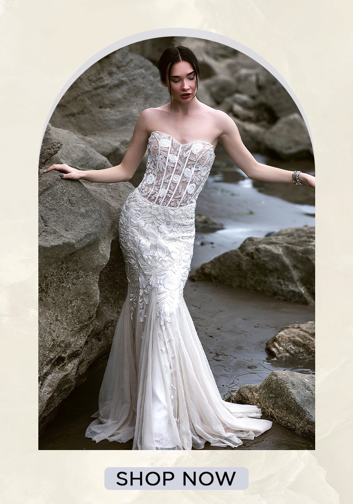 white mermaid corset gown