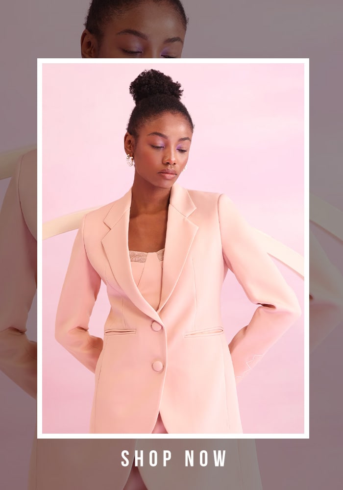 Light peach solid blazer