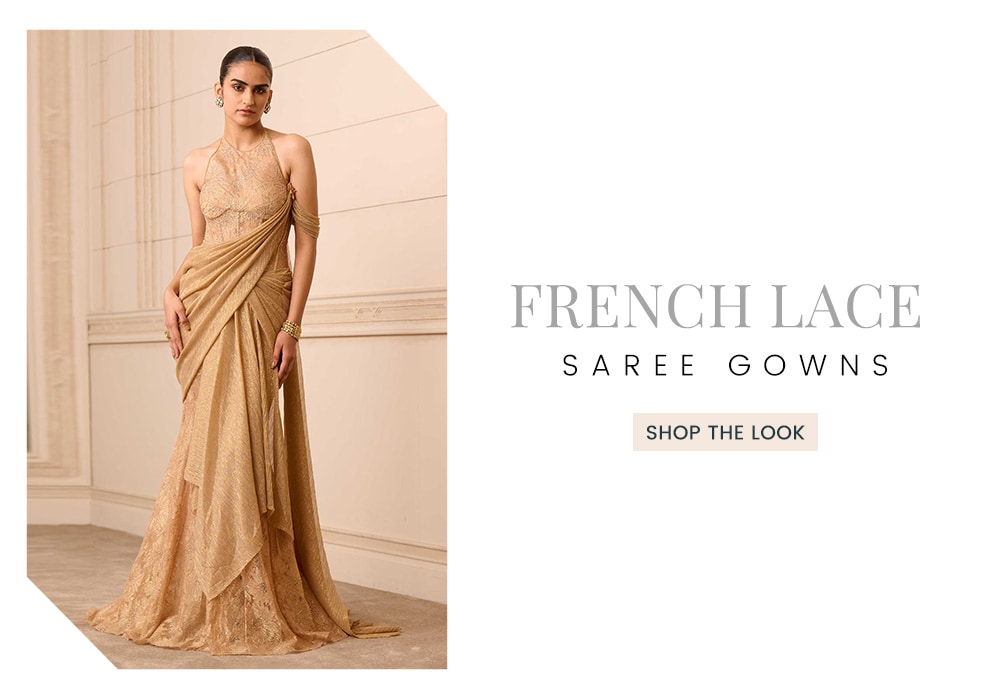 Tarun Tahiliani French Lace Saree Gown
