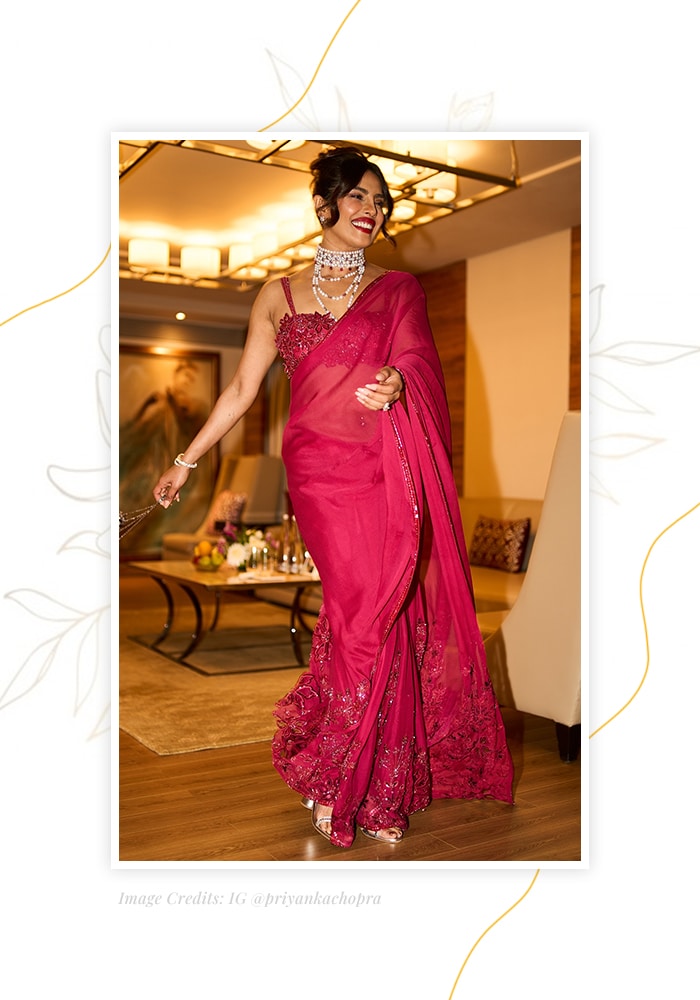 Berry-Hued Chiffon Saree 