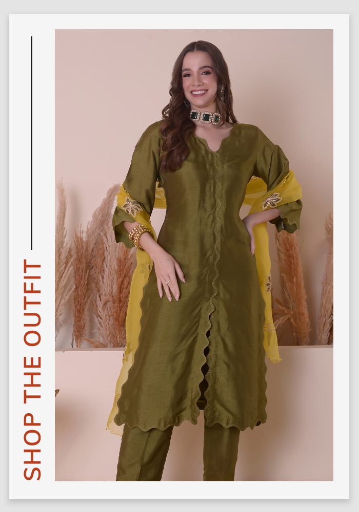 Olive Green Kurta Set by Surabhi Arya