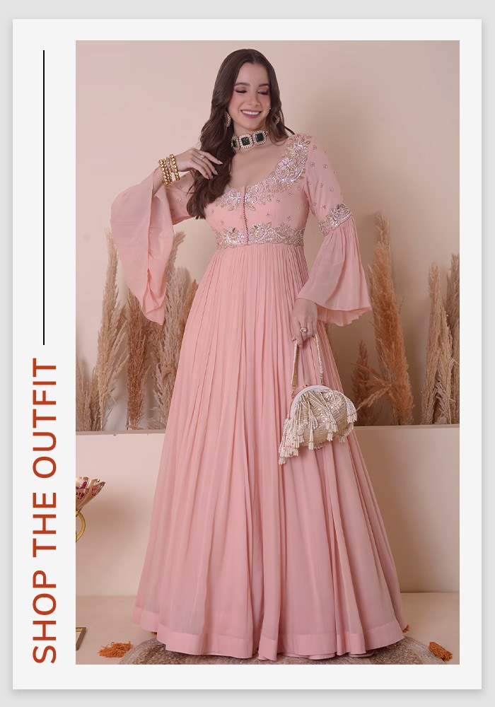 Pink Anarkali Kurta Set by Surabhi Arya