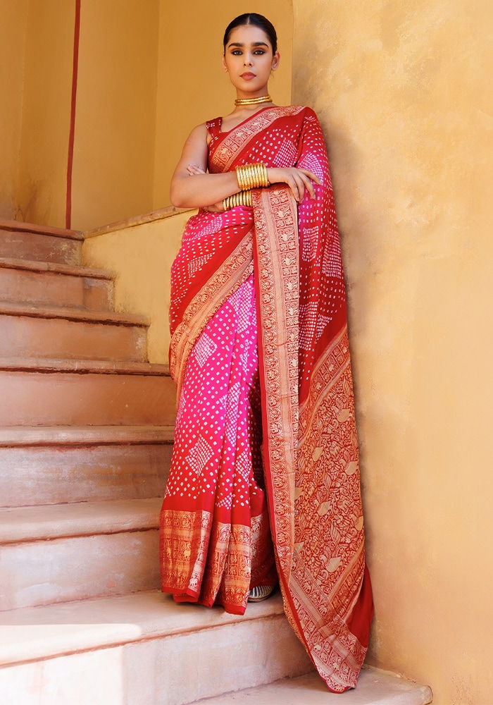 Geroo Jaipur pink saree