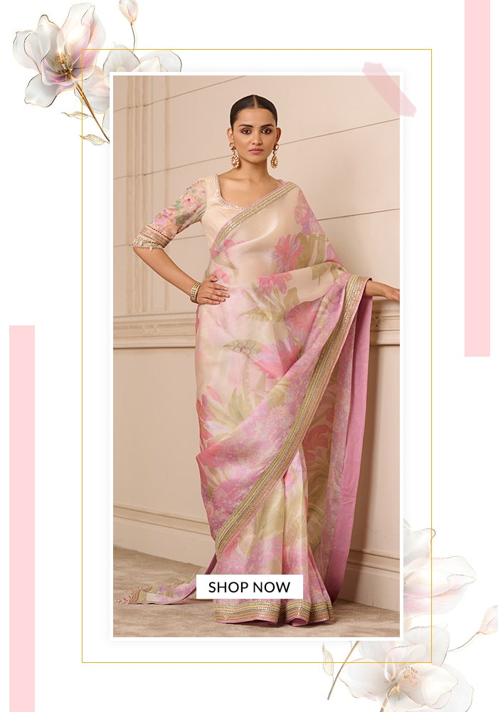 Organza floral saree