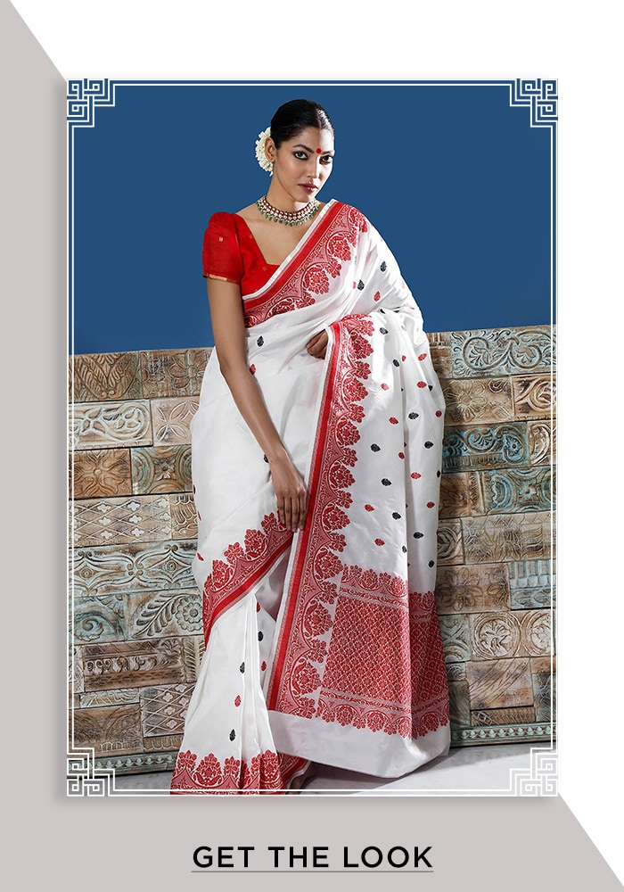 Red Pure Banarasi Silk Woven Zari Parineeta Saree With Running Blouse