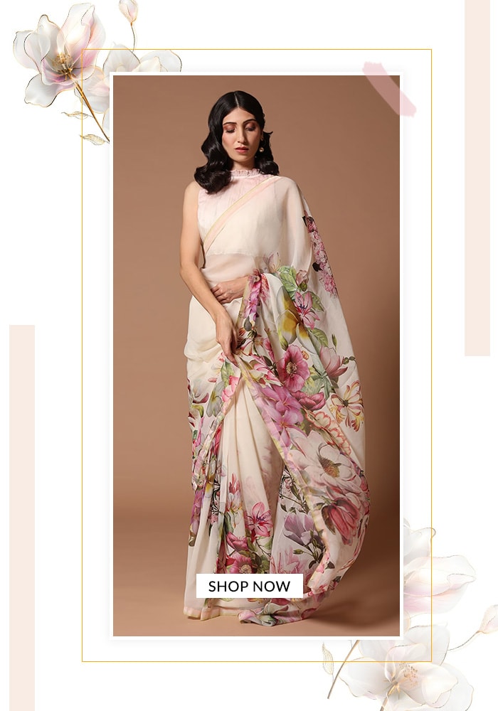 Floral chiffon saree