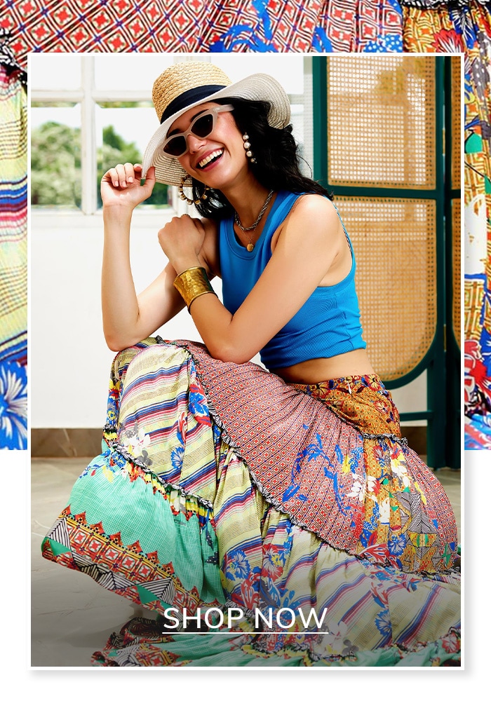 Multicolored tiered skirt by Bhanuni by Jyoti 