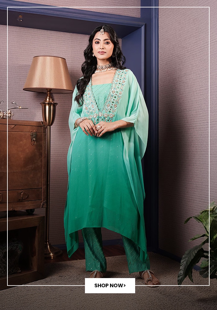 Green Kaftan by Surbhi Arya