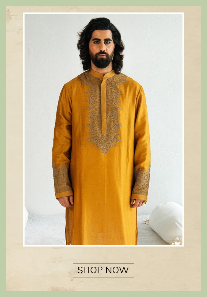 yellow kurta set for groomsmen