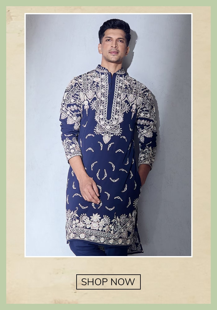 Blue sangeet kurta for groomsmen