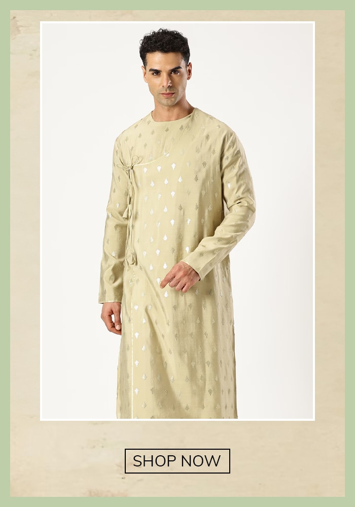 Gold groomsmen kurta for puja