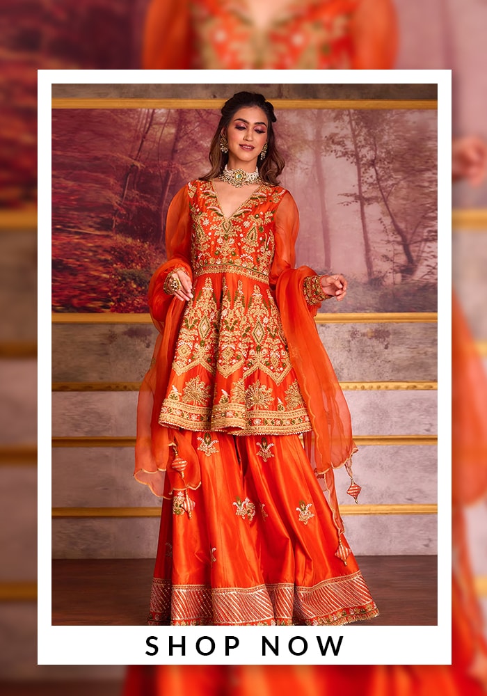 Aman Takyar Silk Embroidered Anarkali with Sharara Set