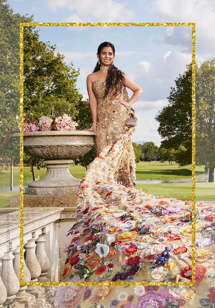 Isha Ambani in a creation by Rahul Mishra