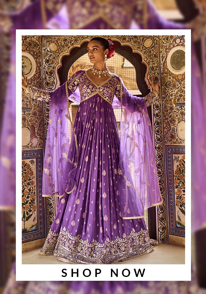 Lashkaraa Purple Embroidered Anarkali
