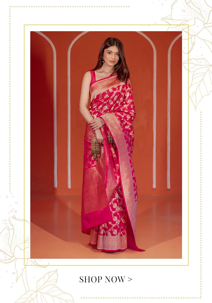 Pink Banarasi saree