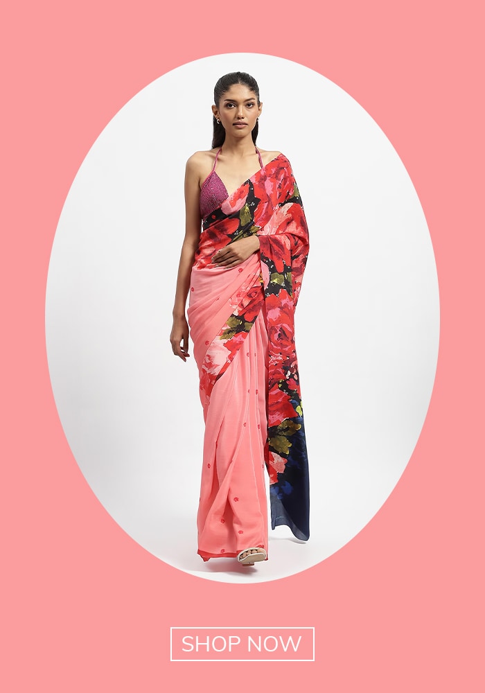 Satya Paul Rose Printed Saree