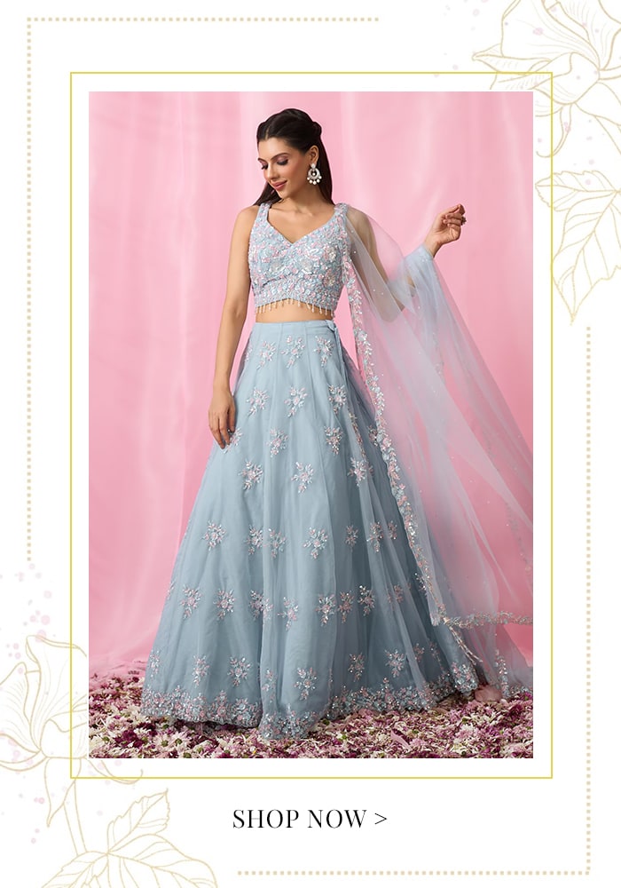 sky blue lehenga