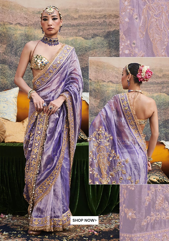 Trendiest Tissue Saree Lavender Chanderi Silk Saree