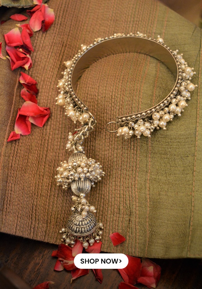 Pearl and Ghunguroo Embellished Kada